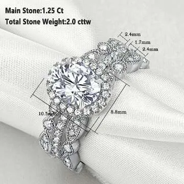 Newshe Jewellery Engagement Sets Wedding Rings For Women 925 Sterling Silver 3pcs White Cz Size 7