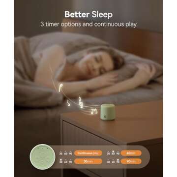 Dreamegg Sound Machine for Sleep Baby - Portable Sound Machine Baby Adults, 16 Soothing Sounds, Timer, Travel Mini White Noise Sound Machine for On-The-go Home Baby Shower Registry Gift, Green