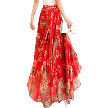Afibi Women's Chiffon Maxi Skirt - Elegant & Versatile