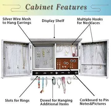 GLANT Rustic Wall Mounted Jewelry Organizer for Stylish Storage