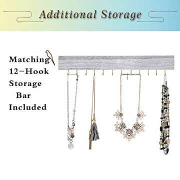 GLANT Rustic Wall Mounted Jewelry Organizer for Stylish Storage