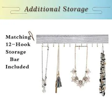 GLANT Rustic Wall Mounted Jewelry Organizer for Stylish Storage