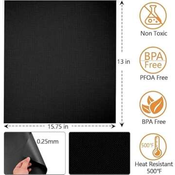 Reusable Grill Mats for Outdoor Grill,Set of 7 Non Stick Grill Mat,Heavy Duty BBQ Grilling Sheets,Easy to Clean, Works on Gas Charcoal and Electric BBQ,15.75 x 13 Inch Black