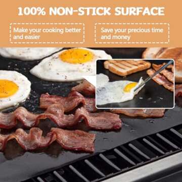Reusable Grill Mats for Outdoor Grill,Set of 7 Non Stick Grill Mat,Heavy Duty BBQ Grilling Sheets,Easy to Clean, Works on Gas Charcoal and Electric BBQ,15.75 x 13 Inch Black