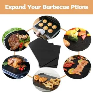 Reusable Grill Mats for Outdoor Grill,Set of 7 Non Stick Grill Mat,Heavy Duty BBQ Grilling Sheets,Easy to Clean, Works on Gas Charcoal and Electric BBQ,15.75 x 13 Inch Black