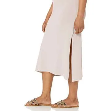 The Drop Women's Gabriela Halter Neck A-Line Side Slit Maxi Dress, Silver Cloud, M