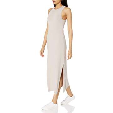 The Drop Women's Gabriela Halter Neck A-Line Side Slit Maxi Dress, Silver Cloud, M