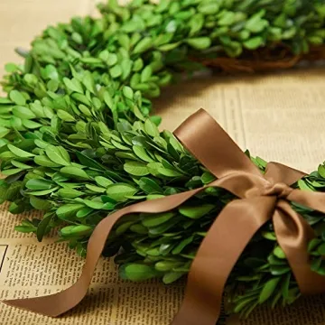 BOXWOOD WORLD Boxwood Wreath Large 17 inch Preserved Nature Real Boxwood Wreath Home Decor Stay Fresh for Years Wreath for Halloween and Thanksgiving Home Indoor Decor