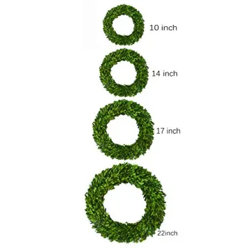 BOXWOOD WORLD Boxwood Wreath Large 17 inch Preserved Nature Real Boxwood Wreath Home Decor Stay Fresh for Years Wreath for Halloween and Thanksgiving Home Indoor Decor