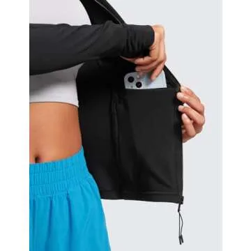 CRZ YOGA Butterluxe Womens Full Zip Workout Jackets Slim Fit Track Athletic Tops with Thumb Holes Black Small
