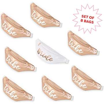xo, Fetti Bachelorette Party Bride Tribe Fanny Packs - 8 Bags | Rose Gold Bridesmaid Favors, Bachelorette Party Decorations, Bride To Be Gift, Bach Favor, Bridal Shower
