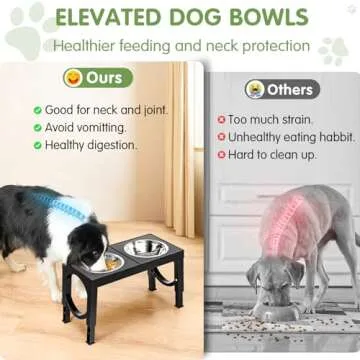 Elevated Dog Bowls Large Breed XiaZ Raised Dog Bowl Stands Large Medium Sized Dog 1000ml Elevated Dog Food Water Bowl Stand Set Black Raised Pet Feeder Adjustable Dog Dish Station 9/11/12/14in