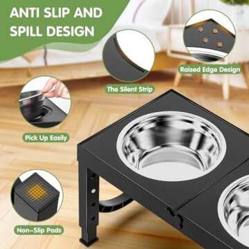 Elevated Dog Bowls Large Breed XiaZ Raised Dog Bowl Stands Large Medium Sized Dog 1000ml Elevated Dog Food Water Bowl Stand Set Black Raised Pet Feeder Adjustable Dog Dish Station 9/11/12/14in
