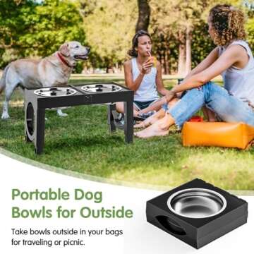Elevated Dog Bowls Large Breed XiaZ Raised Dog Bowl Stands Large Medium Sized Dog 1000ml Elevated Dog Food Water Bowl Stand Set Black Raised Pet Feeder Adjustable Dog Dish Station 9/11/12/14in