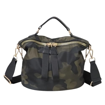 PAKFIEKS Women Nylon Handbag Anti-theft Casual Lightweight Travel Shopping Shoulder Bag Waterproof Crossbody bag (Camo)