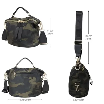 PAKFIEKS Women Nylon Handbag Anti-theft Casual Lightweight Travel Shopping Shoulder Bag Waterproof Crossbody bag (Camo)