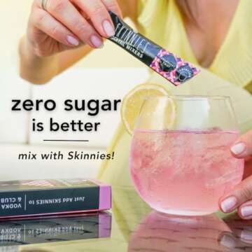 RSVP Skinnies Cocktail Mixers Variety Pack - Zero Sugar, Gluten Free and All Natural Mixers for Cocktails or Mocktails - Margarita, Cranberry, Mojito and Moscow Mule Drink Mixers (4 boxes/24 packets)