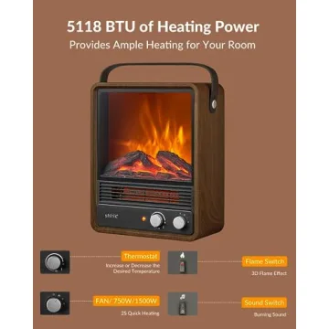 Electric Fireplace Heaters with Realistic Flame & Sound