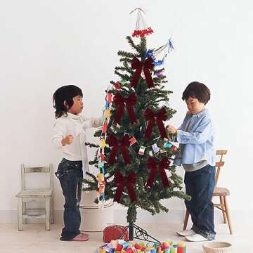Burgundy Velvet Ribbon Bow Set for Christmas Decor