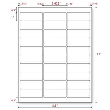 KKBESTPACK Label Sticker, Address Labels – 30 Up Shipping Labels 1” x 2-5/8” Self-Adhesive Bar...