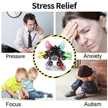 4PCS Transformable Chain Robot Fidget Spinners, DIY Deformed Deformation Robot Toy Mechanical Spiral Twister, Stress Relief Fingertip Gyro Toys Spinning Spin Top Sensory Fidget Toys for Kids Adults