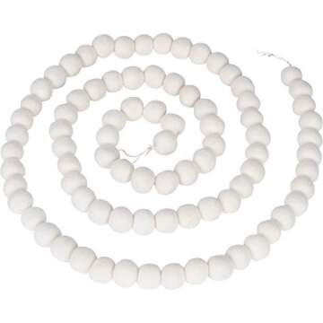 7 Foot White Wool Felt Ball Pom Pom Garland - Vintage Christmas Tree Decor Holiday Party Banner Deco...