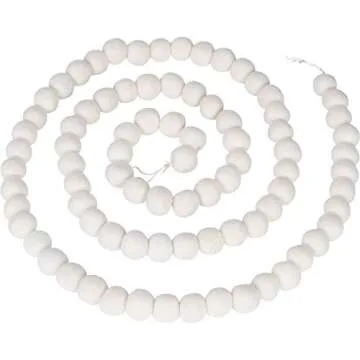 7 Foot White Wool Felt Ball Pom Pom Garland - Vintage Christmas Tree Decor Holiday Party Banner Deco...