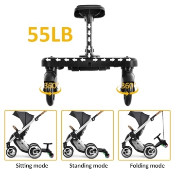 Universal Stroller Board with LED Wheels and Detachable Seat