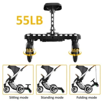 Universal Stroller Board with LED Wheels and Detachable Seat