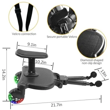 Universal Stroller Board with LED Wheels and Detachable Seat
