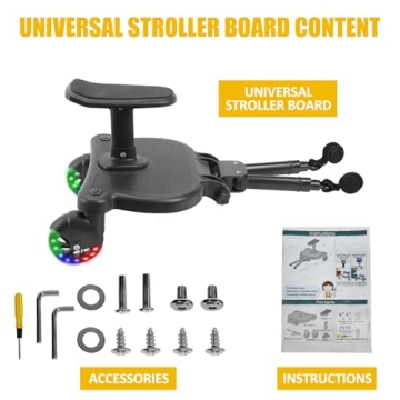 Universal Stroller Board with LED Wheels and Detachable Seat