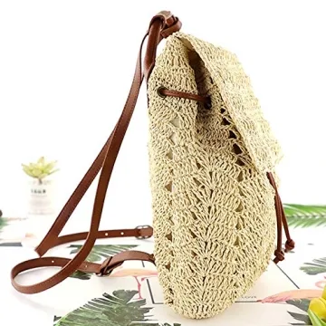 Monique Women Straw Woven Backpack Durable Stylish Daypack