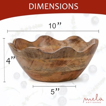 Shop Mela Artisans Scalloped Wooden Bowl - Rustic Decor