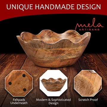 Shop Mela Artisans Scalloped Wooden Bowl - Rustic Decor