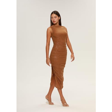 XLLAIS Sexy Mesh Sheer Midi Dress for Glamorous Summer Style