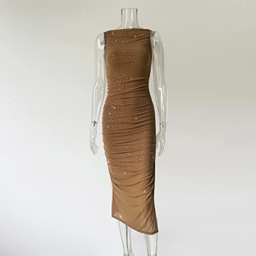 XLLAIS Sexy Mesh Sheer Midi Dress for Glamorous Summer Style