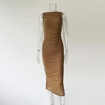 XLLAIS Sexy Mesh Sheer Midi Dress for Glamorous Summer Style