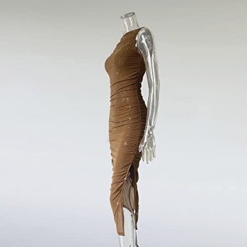 XLLAIS Sexy Mesh Sheer Midi Dress for Glamorous Summer Style