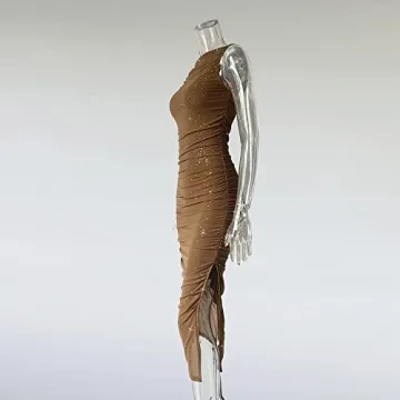 XLLAIS Sexy Mesh Sheer Midi Dress for Glamorous Summer Style