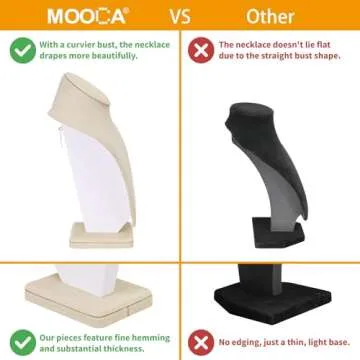 MOOCA Necklace Chain Jewelry Bust Display Holder Stand, Display Necklace Mannequin, Necklace Bust Jewelry Bust Stand, Pendant Chain Organizer for Women 3 1/4" W x 4 1/8" D x 11 1/4" H, Tan Linen