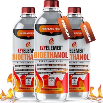Bioethanol Fireplace Fuel 3 x 1 Liter - Clean Burning, Odorless, and Smokeless Bioethanol Fuel for T...