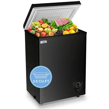 Compact 3.5 Cu.Ft Black Chest Freezer - Energy Efficient Deep Freezer