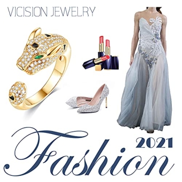 VICISION Panther Ring for Women Leopard Design Gold Ring, Gifts for Mom Wife Girlfriend Her on Anniversary Valentines Day Mothers Day Christmas Birthday Gifts for Women