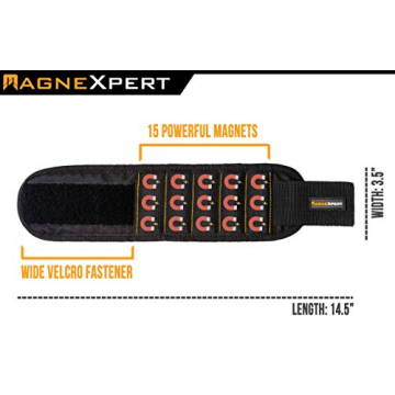 Magnexpert Magnetic Wristband for Easy Tool Organization - 15 Magnets