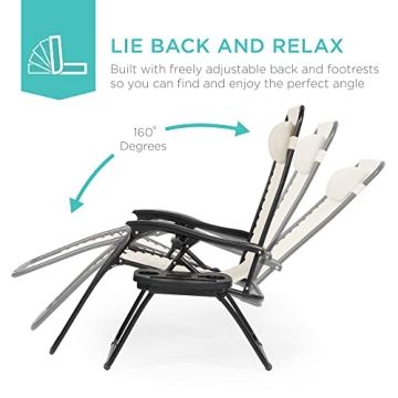 Adjustable Zero Gravity Lounge Chairs with Cup Holders