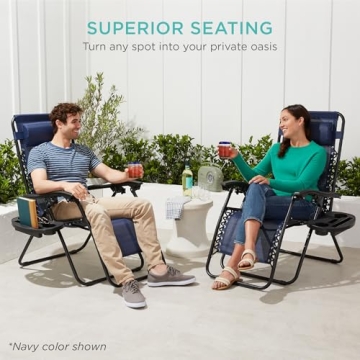 Adjustable Zero Gravity Lounge Chairs with Cup Holders
