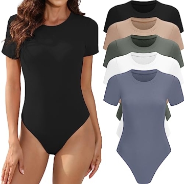 MLYENX 5 Pack Women's Bodysuits - Chic and Comfortable Basics
