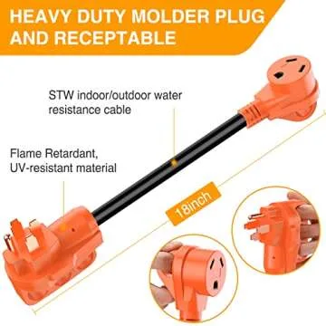 Nilight 18" 50 Amp to 30 Amp RV Plug Adapter - Durable & Reliable