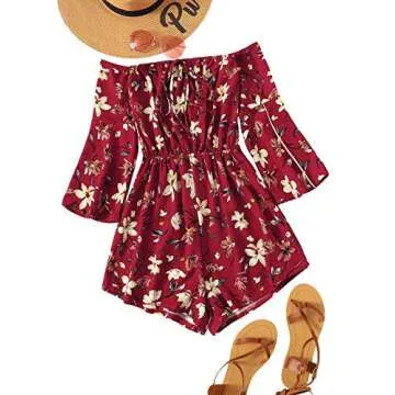 Stylish MakeMeChic Off Shoulder Floral Romper for Summer