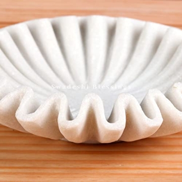 Luxurious Handcrafted Ruffle Marble Bowl for Gifting